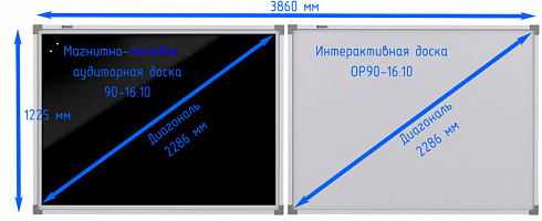 Комплект интерактивной доски с аудиторной магнитно-меловой (черной) доской (90 дюймов)